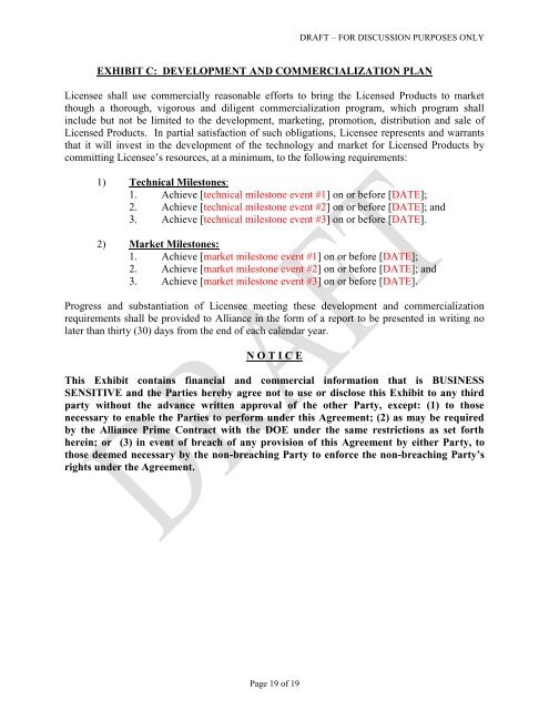 Exclusive Patent License Agreement between Alliance and ... - NREL