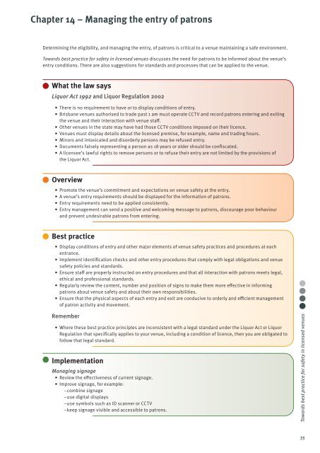 Towards Best Practice for Licensed Venues - Office of Liquor ...