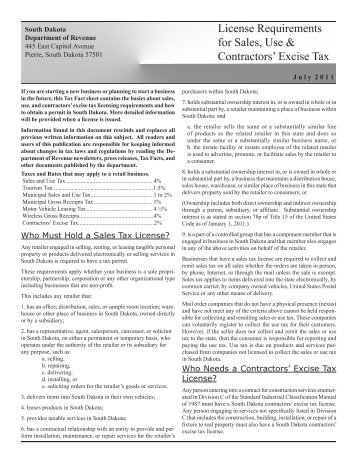 License Requirements for Sales, Use & Contractors' Excise Tax