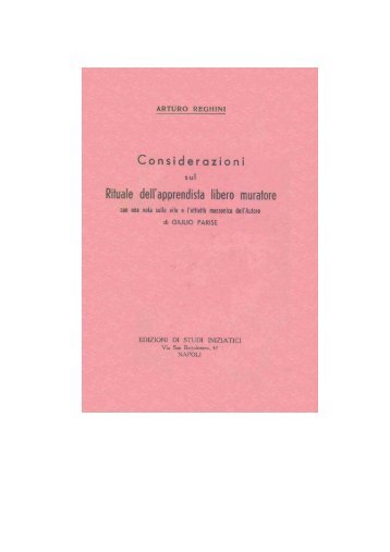 Considerazioni sul Rituale dell'apprendista libero muratore