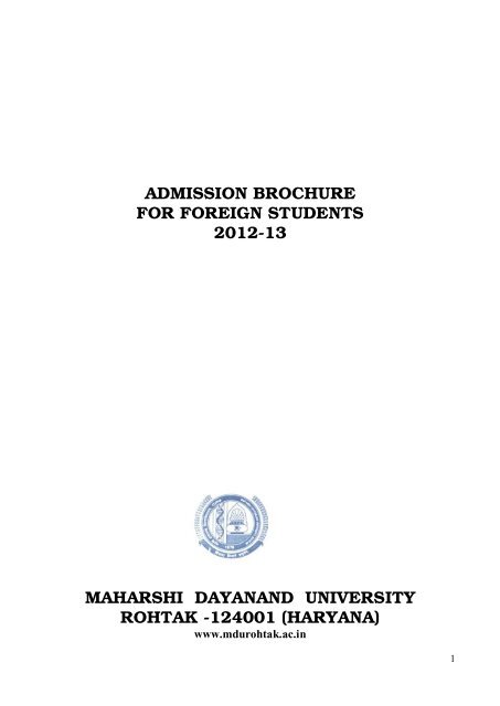 Information Brochure for Foreign Students 2012-13 - Maharshi ...
