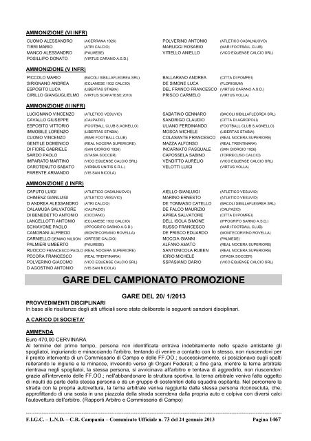 Comunicato Ufficiale n. 73 del 24 gennaio 2013 - Documento senza ...