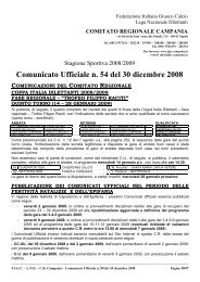 Comunicato Ufficiale n. 54 del 30 dicembre 2008 - Figc Campania