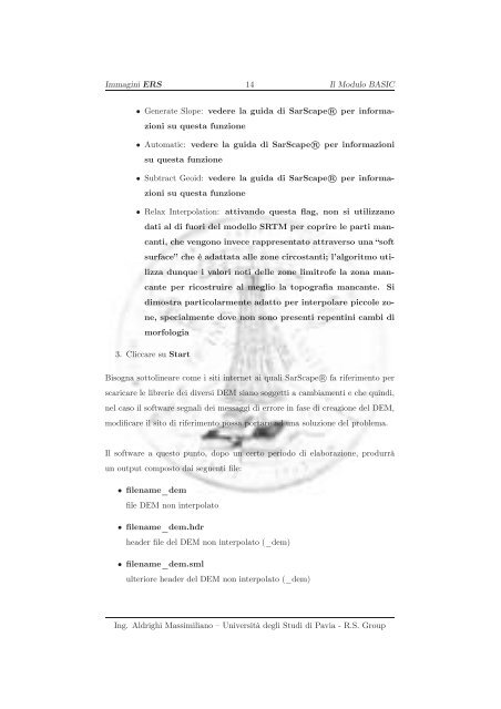 SARscape: Guida R1.3 - Università degli studi di Pavia