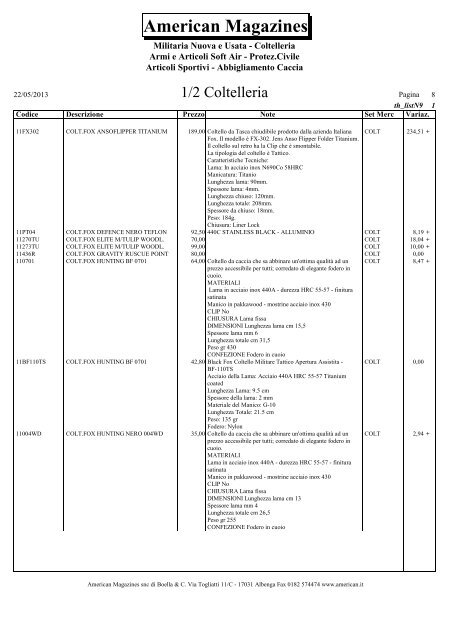 Coltelleria - American Magazines