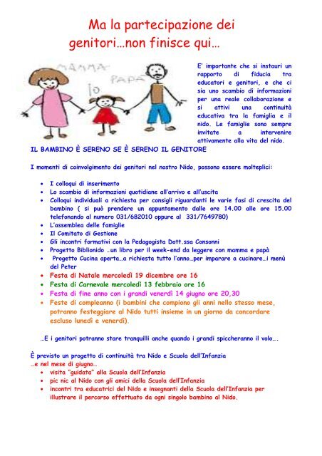 Asilo Nido programmazione e chiusure 2012 ... - Comune di Canzo