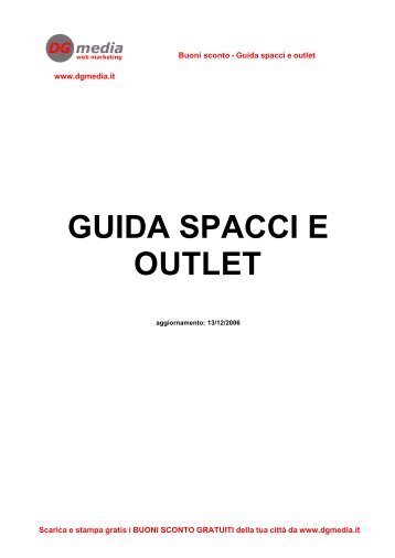 GUIDA SPACCI E OUTLET - Buoni sconto