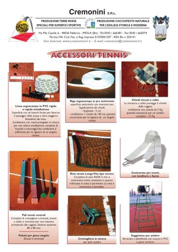 Accessori per campi da tennis in terre rosse (.pdf) - Cremonini Srl