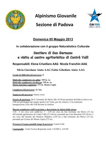Consulta la relazione - CAI Sezione di Padova