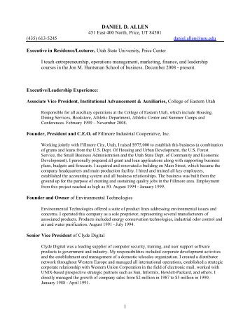 Resume - Jon M. Huntsman School of Business - Utah State University