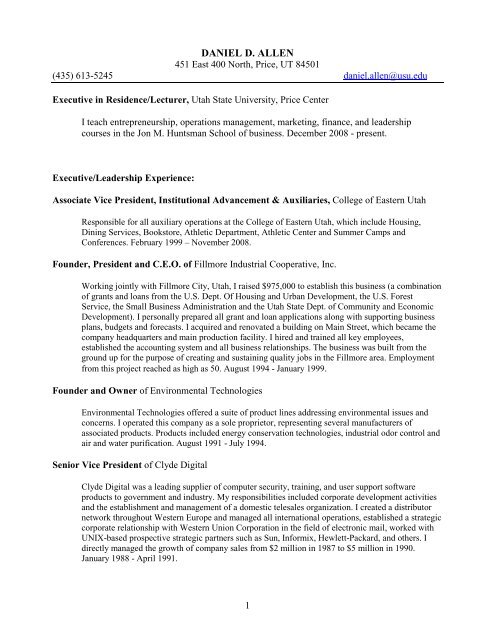 Utah Resume Example Resume - Jon M. Huntsman School of Business - Utah State University