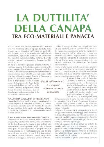 LA DUTTILITA' DELLA CANAPA - Kenaf Eco Fibers Italia S.p.A.