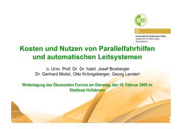 Kosten und Nutzen von Parallelfahrhilfen und automatischen ...