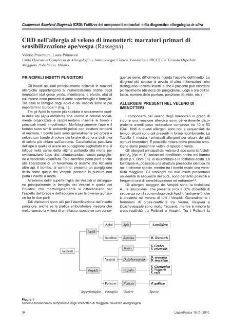 CRD nell'allergia al veleno di imenotteri: marcatori primari di ... - SIAIP