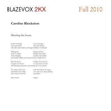 Caroline Klocksiem - BlazeVOX