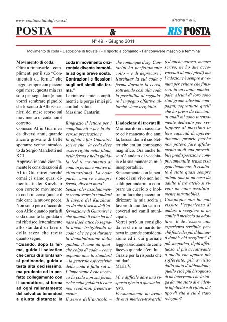 Movimento di coda - L'adozione di trovatelli - Il riporto a comando