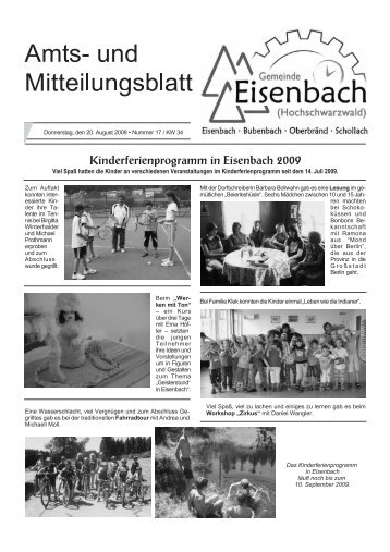 Kinderferienprogramm in Eisenbach 2009 - Gemeinde Eisenbach