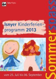 Das Programmheft Kinderferienprogramm 2012 - in Isny im Allgäu