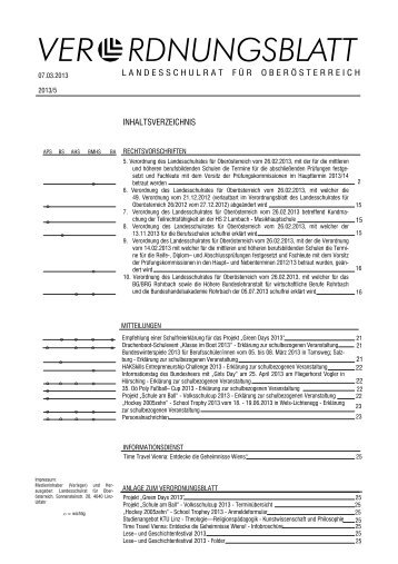 VER RDNUNGSBLATT - Landesschulrat für Oberösterreich