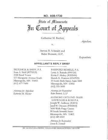 appellant's reply brief - Minnesota.gov