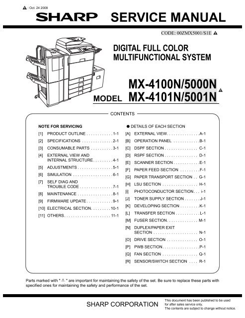 SERVICE MANUAL MX-4100N/5000N MX-4101N/5001N 1 - Gomaq