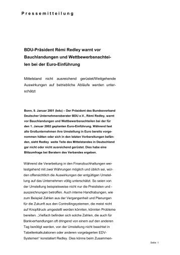 Pressemitteilung zum Euro - Goossens-Redley