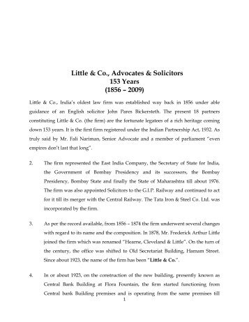 Little & Co., Advocates & Solicitors 153 Years (1856 ... - Manupatra