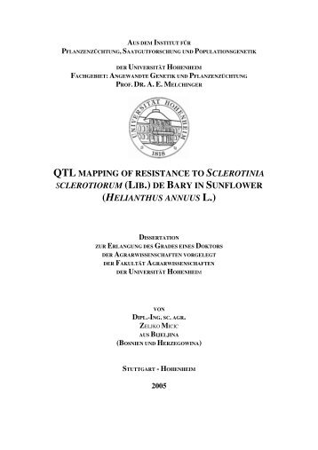 QTL mapping of resistance to Sclerotinia midstalk - Universität ...