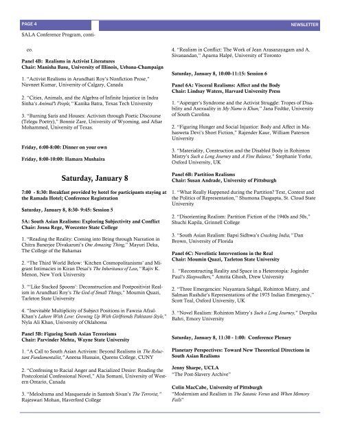 2010 Winter Newsletter - South Asian Literary Association