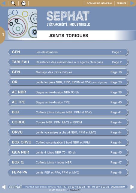 JOINTS TORIQUES - Sephat