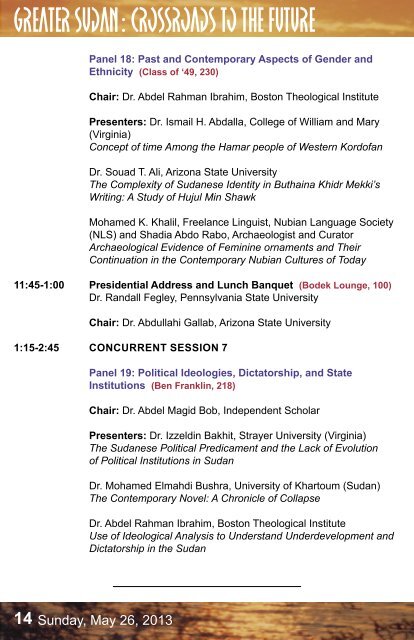 Conference Program - Sudan Studies Association