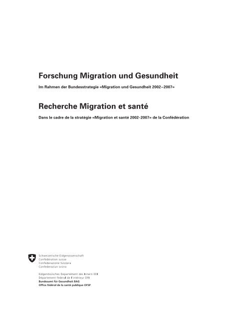 Forschung Migration und Gesundheit im Rah - Bundesamt für ...