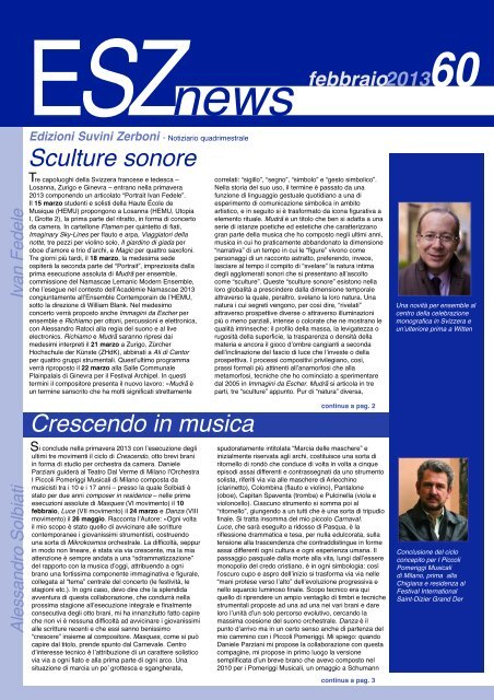 ESZ NEWS N. 60 Febbraio 2013.pdf - Edizioni Suvini Zerboni