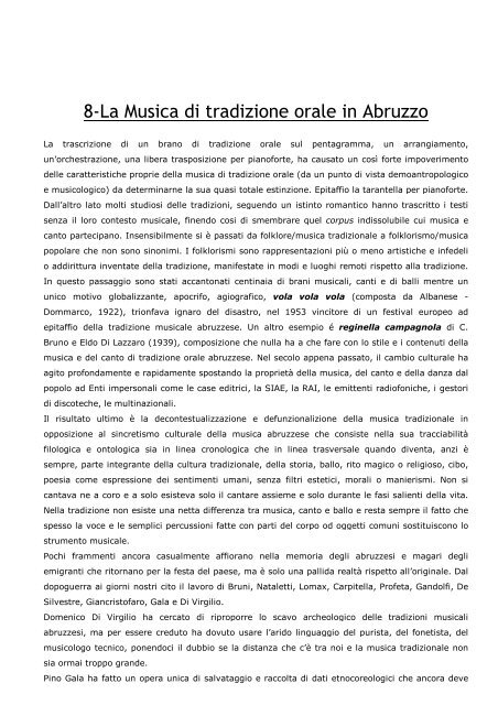 Il Canto di Tradizione Orale Il Canto di Tradizione Orale