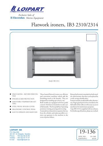Flatwork ironers, IB3 2310/2314