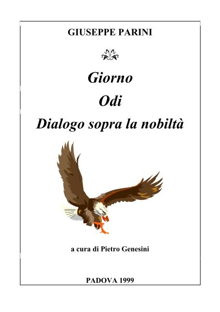 Giorno Odi Dialogo sopra la nobiltà - Letteratura Italiana