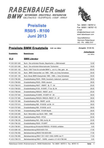 Preisliste R50/5 - R100 Juni 2013 - Rabenbauer GmbH