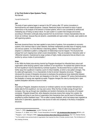 Page 1 A Ten Point Guide to Open Systems Theory Rod Barnett ...