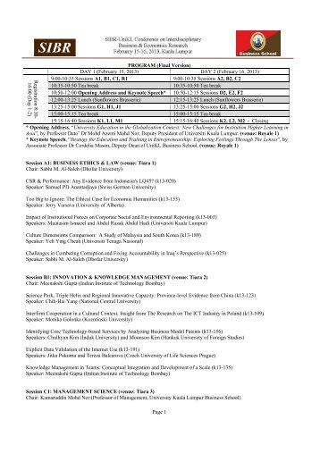 PROGRAM (Final Version) - Society of Interdisciplinary Business ...