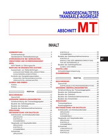 handgeschaltetes transaxle-aggregat abschnitt mt - Stadt Falkenstein