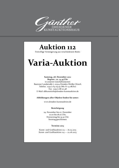 Varia-Katalog 112 als pdf - Kunstauktionshaus Günther in Dresden