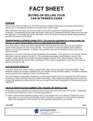 PennDOT - Buying or Selling Your Car in Pennsylvania Fact Sheet