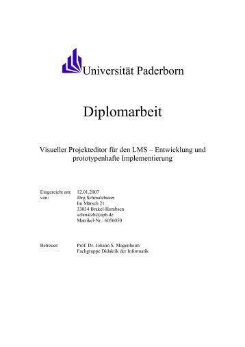 Diplomarbeit - Didaktik der Informatik - Universität Paderborn