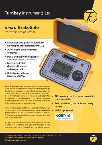Turnkey Instruments Ltd micro BrakeSafe - Environmental Analytical ...