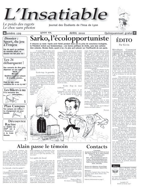 Sarko, l'écolopportuniste - L'Insatiable - INSA de Lyon