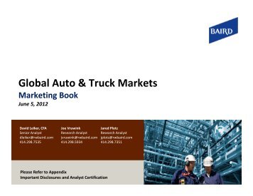 Global Auto & Truck Markets - Robert W. Baird