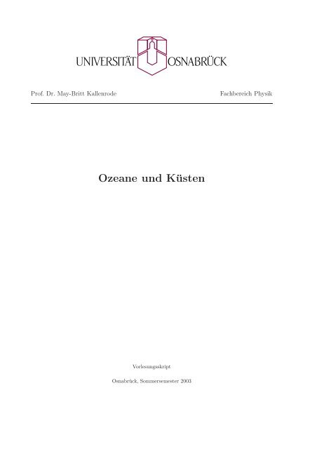 Ozeane Und Küsten Numerische Physik