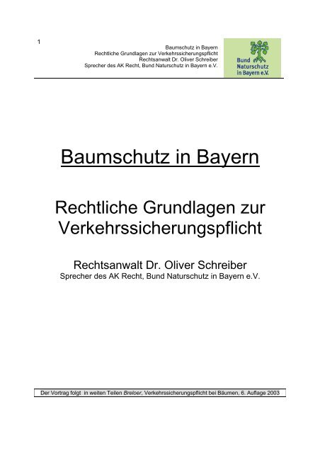 Baumschutz-Verkehrssicherung - Bund Naturschutz in Bayern eV