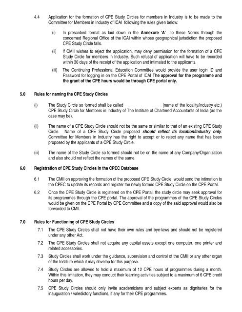 Norms for CPE Study Circles for Members in Industry*