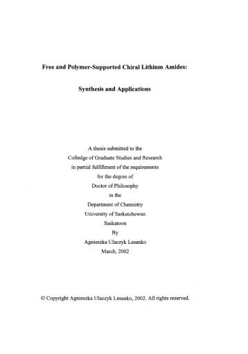 Free and Polymer-Supported Chiral Lithium Amides - eCommons ...